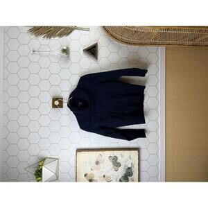 Cremieux Classics Wool Navy Blue Cable Knit Turtleneck Sweater - Size - Medium
